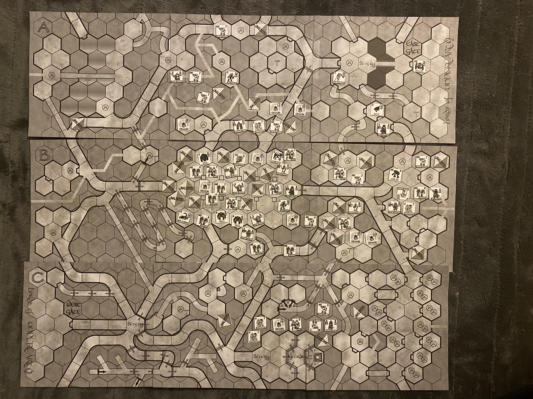 TLoU Picture of Revised Maps and Counters by cowpercoles, printed in black and white.
